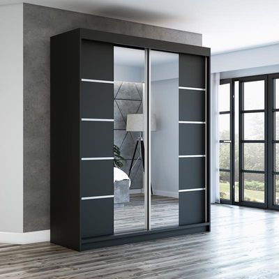 Schwebetürenschrank Kleiderschrank ERA  180 cm Schrank Garderobe Spiegel.Verschiedene Farben (Weiß, Schwarz, Somona). Möbel vom Hersteller!