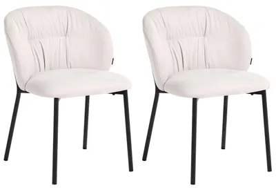 Obrázek produktu pro BELIANI Sada 2 jídelních židlí bílá látkové čalounění černé kovové nohy moderní design jídelna kuchyně