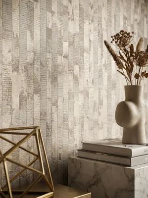 Newroom Vliestapete Telvira Beige Geometrisch, Wohnbeispiel