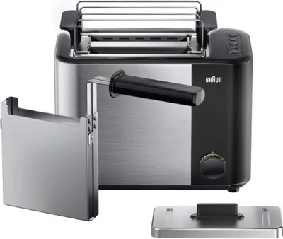 Produktbild von Braun HT5015BK Toaster, Kunststoff, Edelstahl, Stahlfarben/Schwarz (HT5015BK)