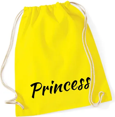 Produktbild von Huuraa Turnbeutel Princess Schriftzug 12 Liter Yellow Baumwolle Rucksack Geschenkidee