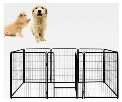 Produktbild von 8-teiliges faltbares Welpenauslaufgehege 80 cm hoch mit automatischer Verriegelung und Tür für Hunde, Kaninchen, Kleintiere und Katzen
