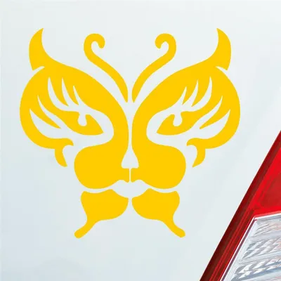 Produktbild von Auto Aufkleber Schmetterling Löwe Tribal 10x10 cm Gelb Sticker Heckscheibenaufkleber