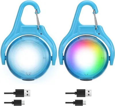 Immagine prodotto di Set di 2 lampade a LED, lampada a LED portatile, ricaricabile, 4 modalità, riflettore a LED, adatta ai bambini, per zaini, jogging, corsa e animali domestici (blu).