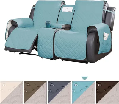 Produktbild von Sesselschoner 2 Sitzer Relaxsessel Universal Wasserdicht Reversibel Gesteppte Gepolsterter Sofaschutz Rutschfest Sesselauflage Sofaüberwurf, Blau