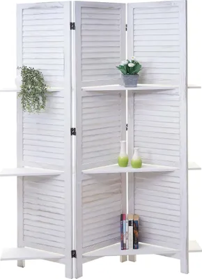 Zdjęcie produktu dla Parawan T752, ścianka działowa z półkami 170x125cm, shabby look ~ biały/biały