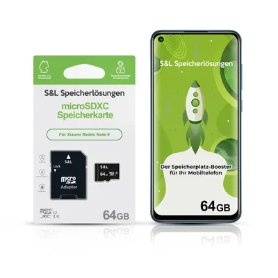 Produktbild von microSD Speicherkarte S&L für Xiaomi Redmi Note 9 - Speicherkapazität: 64 GB
