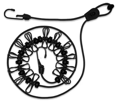 Tragbare Wäscheleine 2er-Set, elastisch, mit 12 Clips, 180–360 cm