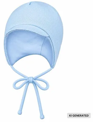Produktbild von Baby Wintermütze mit Bindebändern Junge Mädchen, Blau, Gr. 38-40