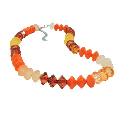 Produktbild von Kette Facettenperlen orange-gelb-braun 42cm orange 12mm