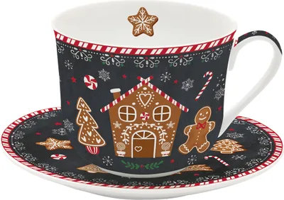 Produktbild von Tasse mit Untertasse GINGERBREAD Lebkuchenmännchen für 400ml Easy Life