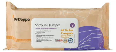 Produktbild von DrDeppe - Spray In QF wipes - alkoholhaltige Flächendesinfektionstücher - Flowpack 60 Tücher (Biozid)