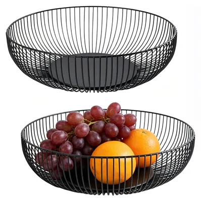 Obstschale aus Metall, 2er-Set, schwarz, 27,5 x 8 cm
