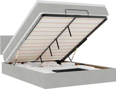 Produktbild von vidaXL Ottoman-Bett mit Matratze Hellgrau 140x200 cm Samt