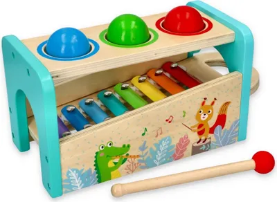 Produktbild von Lelin 21021 Holz - Musikinstrumente 2 in 1 Klangspiel und Xylophon im bunten Design