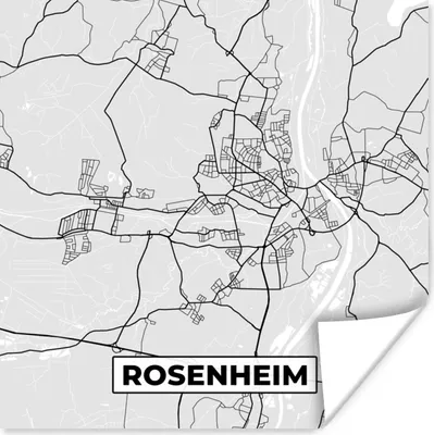 Produktbild von MuchoWow® Poster Deutschland - Stadtplan - Karte - Rosenheim 50x50 cm - Wohnzimmerdekoration
