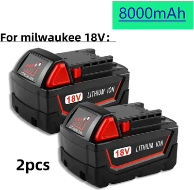 Immagine prodotto di Batteria M18 - Batteria per utensili agli ioni di litio da 18 V - 8,0 Ah (8000 mAh) - Confezione da 2 - Senza caricabatterie - Sostituisce i modelli 48-11-1860 e M18B5