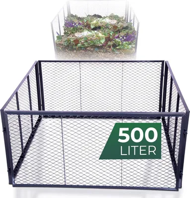 Image de Novatool Composteur de jardin en métal 100x100x50 cm, avec système d'emboîtement extensible, composteur en métal peint par poudrage de 500 litres, compost en fil de fer grille de compost caisse à compost Composteur à gazon