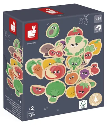 Produktbild von Janod Magnetspielzeug Obst und Gemüse - Holzmagnetset 24 Stück