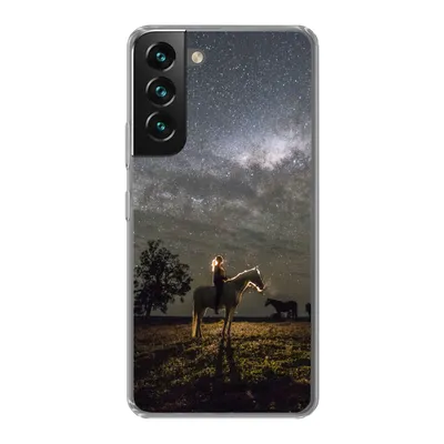 Produktbild von MuchoWow® Handyhülle Schutzhülle Hülle für Samsung Galaxy S22 Pferd - Frau - Sternenhimmel Silikon Softcase Handy Hülle - Mobiltelefonhülle