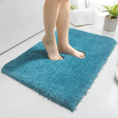 Image de Tapis de bain 80 x 120 cm, antidérapant, lavable, en microfibre absorbante, grand tapis de douche moelleux, paillasson pour la salle de bain