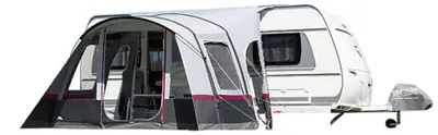 Produktbild von DWT aufblasbares Vorzelt Wohnwagen, Bella Air HQ, 340x280+80cm, leichtes Tunnelzelt mit Luftkammern inkl. Luftpumpe und Abspannmaterial