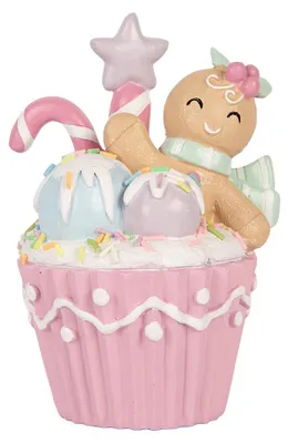 Immagine prodotto di Clayre & Eef, decorazione a forma di cupcake, 11x9x15 cm, rosa, plastica