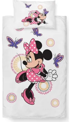 Produktbild von Baumwollbettwäsche Minnie und Schmetterlinge 100x135, 40x60 cm