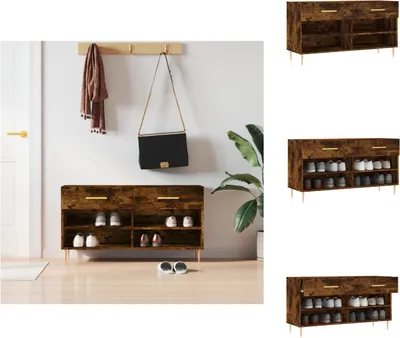 Produktbild von vidaXL Schuhbank Räuchereiche 102x35x55 cm Holzwerkstoff -  Schuhregale & -schränke