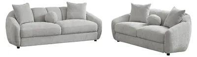 Produktbild von 3-Sitzer und 2-Sitzer Sofa aus strukturiertem Stoff Hellgrau NAFEKI