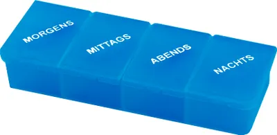 Produktbild von Sundo Pillendose mit 4 Fächern und Tagesaufteilung – Blau