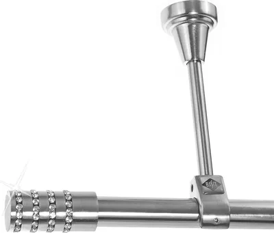 Produktbild von Edelstahl Look Gardinenstange 20mm Deckenträger 1-läufig Kristall Zylinder, Länge wählbar D51 E39 R