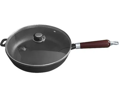 Produktbild von KRISBERG Gusseisen-Bratpfanne Ø 24 cm mit Deckel – Für Induktion geeignet – Abnehmbarer Griff