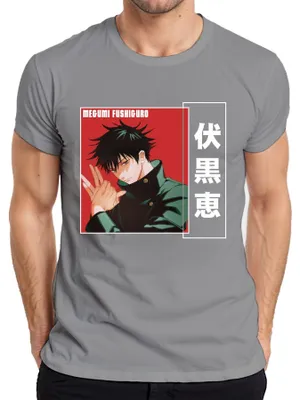 Immagine prodotto di Maglietta da uomo Megumi Fushiguro Jujutsu Kaisen Anime Manga Fan Gift Poster, Grigio, M