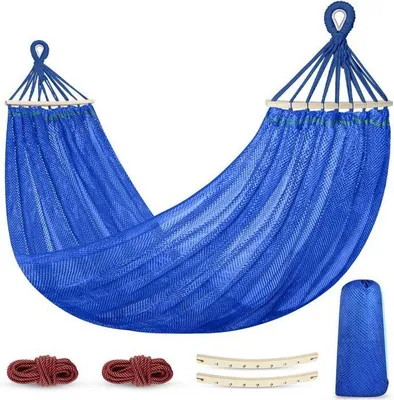 Obrázek produktu pro Houpací síť ze síťoviny, lehká a chladivá, ideální pro kempování, zahradu i interiér, vhodná i na spaní, 220 x 150 cm, nosnost: 250 kg