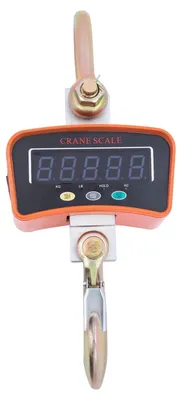 Immagine prodotto di Bilancia a gru da 3 t / 3000 kg - Bilancia sospesa digitale - Bilancia a gru industriale per il sollevamento di carichi - Pesatura precisa dei carichi - Display a LED - Gancio per carichi pesanti - Arancione