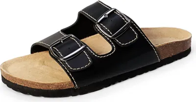 Produktbild von CINNEA® »KLASSIK« Zimt-Wellness Pantolette gegen Fußschweiß, schwarze Oberriemen mit verstellbarer Schnalle schwarz Größe 38/39