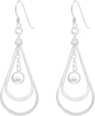 Produktbild von 925 Sterling Silber Ohrhaken Ohrhänger zweifach birnenförmig mit Kugel