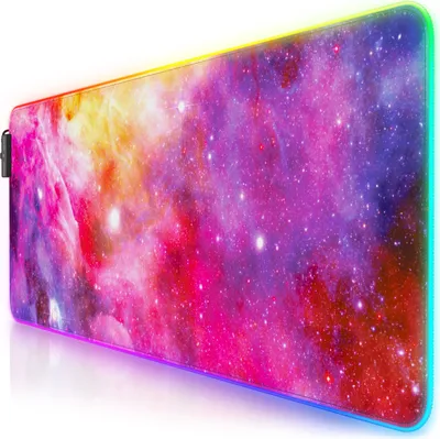 Produktbild von Titanwolf RGB Gaming Mauspad, Mousepad XL 800 x 300mm verbessert Präzision & Geschwindigkeit, Farbige Galaxie