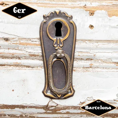 Produktbild von Schubladengriff,Serie "Barcelona",6er Pack | Eisen in Messing pat. | H9,9xB3,4cm