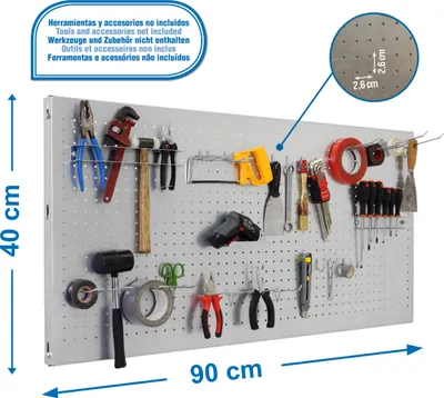 Produktbild von Perfuriertes Painel PANELCLICK 900x400 GALVA + 22 HAKEN + 3 ZUGANG