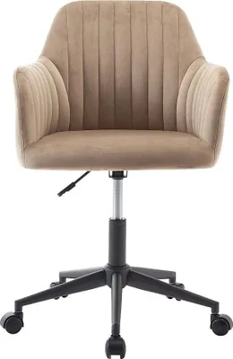 Produktbild von Bürostuhl höhenverstellbar - Samt - Beige & Schwarz - ELEANA