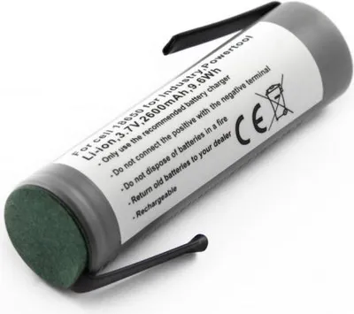 Produktbild von 18650 Akku Li-ion, 3,7V, 2600mAh, 9,6Wh mit Lötfahne Z - Form