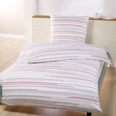 Produktbild von Frottier Bettwäsche Dyckhoff Nadelstreifen 29987 rot 135x200 bügelfrei