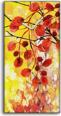 Produktbild von Küchenuhr Bürouhr Leinwand Uhr 30x60 Malerei Abstrakte Blätter Zweige Kunst - weiße Hände