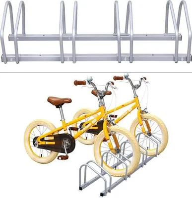 Produktbild von Fahrradständer für 4 Fahrräder, zur Boden- oder Wandmontage, Silber