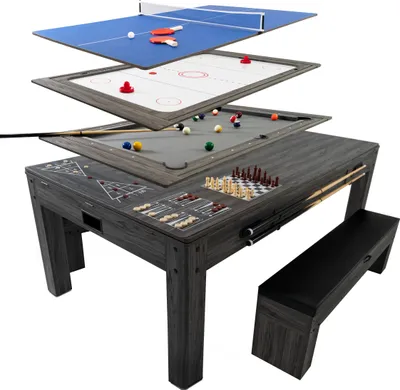 Produktbild von 7 In 1 Spieltisch & 2x Sitzbänke mit Stauraum - Grau
