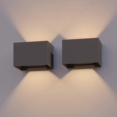 Produktbild von Calex Venice Wandleuchte, für Außen & Innen, warmweißes Up & Down Licht, einstellbarer Lichtstrahl, wasserdicht, Anthrazit, 2er Pack