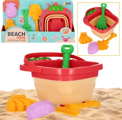 Produktbild von Sandkasten Spielzeugset, zusammenklappbarer Sandeimer mit Zubehör
