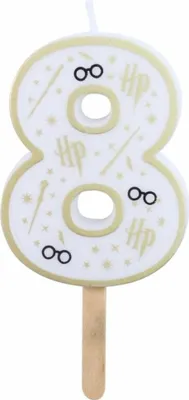Zdjęcie produktu dla Świeczka urodzinowa numer 8 ( Harry Potter biało-złota) 7 cm